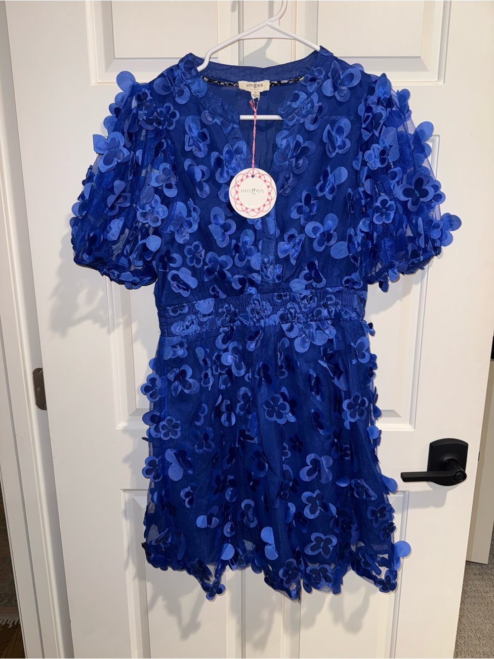 Umgee Royal Blue Floral Appliqué Short Dress